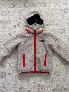 Patagonia Toddler Reversible Tribbles Hoodie Navy Blue Teddy Sherpa Puffer Coat